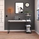 Ver imagem 1 de Escrivaninha Mesa Escritório com Estante Alta Estilo Industrial 135cm com 03 Prateleiras Dynamica Yescasa