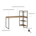 Ver imagem 5 de Escrivaninha Mesa Escritório com Estante Alta Estilo com Dynamica 03 Prateleiras 64cm Industrial Yescasa Carvalho Marrom/Preta