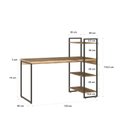 Ver imagem 3 de Escrivaninha Mesa Escritório com Estante Alta Estilo com Dynamica 03 Prateleiras 64cm Industrial Yescasa Carvalho Marrom/Preta