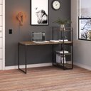 Ver imagem 7 de Escrivaninha Mesa Escritório com Estante Alta Estilo Industrial 135cm com 03 Prateleiras Dynamica Yescasa