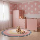 Ver imagem 1 de Quarto Bebê Infantil Doce Sonho Berço Reto Rodizio e Guardar Roupas com Cômoda Qmovi