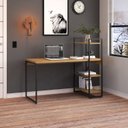 Ver imagem 7 de Escrivaninha Mesa Escritório com Estante Alta Estilo com Dynamica 03 Prateleiras 64cm Industrial Yescasa Lâmina Mel Marrom/Preta