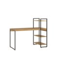 Ver imagem 2 de Escrivaninha Mesa Escritório com Estante Alta Estilo com Dynamica 03 Prateleiras 64cm Industrial Yescasa Lâmina Mel E Est,Preta