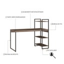 Ver imagem 5 de Escrivaninha Mesa Escritório com Estante Alta Estilo com Dynamica 03 Prateleiras 64cm Industrial Yescasa Nogal Marrom/Preta