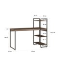 Ver imagem 3 de Escrivaninha Mesa Escritório com Estante Alta Estilo com Dynamica 03 Prateleiras 64cm Industrial Yescasa Nogal Marrom/Preta