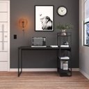 Ver imagem 1 de Escrivaninha Mesa Escritório com Estante Alta Estilo Industrial 135cm com 03 Prateleiras Dynamica Yescasa