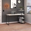 Ver imagem 7 de Escrivaninha Mesa Escritório com Estante Alta Estilo com Dynamica 03 Prateleiras 64cm Industrial Yescasa Branco/Preta