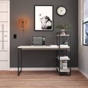 Ver imagem 1 de Escrivaninha Mesa Escritório com Estante Alta Estilo com Dynamica 03 Prateleiras 64cm Industrial Yescasa Branco/Preta