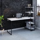 Ver imagem 7 de Escrivaninha Mesa Escritório com Estante Alta Estilo Industrial 150cm com 04 Prateleiras Dynamica Yescasa