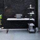 Ver imagem 1 de Escrivaninha Mesa Escritório com Estante Alta Estilo com Dynamica 04 Prateleiras 64cm Industrial Yescasa Branco Chess e Preto