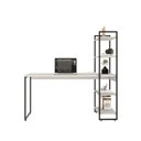 Ver imagem 4 de Escrivaninha Mesa Escritório com Estante Alta Estilo com Dynamica 04 Prateleiras 64cm Industrial Yescasa Branco Chess e Preto