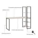 Ver imagem 5 de Escrivaninha Mesa Escritório com Estante Alta Estilo Industrial 150cm com 04 Prateleiras Dynamica Yescasa
