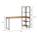 Ver imagem 3 de Escrivaninha Mesa Escritório com Estante Alta Estilo com Dynamica 04 Prateleiras 64cm Industrial Yescasa Carvalho Marrom/Preta
