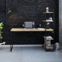 Ver imagem 1 de Escrivaninha Mesa Escritório com Estante Alta Estilo com Dynamica 04 Prateleiras 64cm Industrial Yescasa Carvalho Marrom/Preta