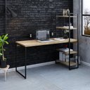 Ver imagem 7 de Escrivaninha Mesa Escritório com Estante Alta Estilo Industrial 150cm com 04 Prateleiras Dynamica Yescasa