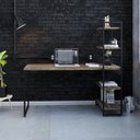 Ver imagem 1 de Escrivaninha Mesa Escritório com Estante Alta Estilo com Dynamica 04 Prateleiras 64cm Industrial Yescasa Carvalho Dark Marrom/Preta