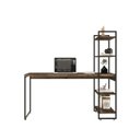 Ver imagem 4 de Escrivaninha Mesa Escritório com Estante Alta Estilo com Dynamica 04 Prateleiras 64cm Industrial Yescasa Carvalho Dark E Est,Preta
