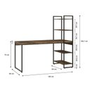 Ver imagem 3 de Escrivaninha Mesa Escritório com Estante Alta Estilo com Dynamica 04 Prateleiras 64cm Industrial Yescasa Carvalho Dark Marrom/Preta