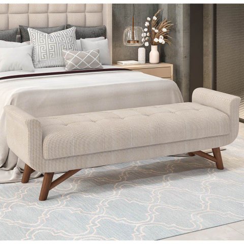 Puff Recamier 195cm Neville P02 Linho Bege Cru - Mpozenato