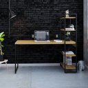 Ver imagem 1 de Escrivaninha Mesa Escritório com Estante Alta Estilo Industrial 150cm com 04 Prateleiras Dynamica Yescasa