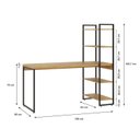 Ver imagem 3 de Escrivaninha Mesa Escritório com Estante Alta Estilo Industrial 150cm com 04 Prateleiras Dynamica Yescasa