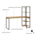 Ver imagem 5 de Escrivaninha Mesa Escritório com Estante Alta Estilo com Dynamica 04 Prateleiras 64cm Industrial Yescasa Mel Marrom/Preta