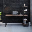 Ver imagem 1 de Escrivaninha Mesa Escritório com Estante Alta Estilo com Dynamica 04 Prateleiras 64cm Industrial Yescasa Nogal Marrom/Preta