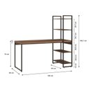 Ver imagem 3 de Escrivaninha Mesa Escritório com Estante Alta Estilo com Dynamica 04 Prateleiras 64cm Industrial Yescasa Nogal Marrom/Preta