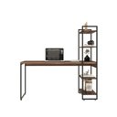 Ver imagem 4 de Escrivaninha Mesa Escritório com Estante Alta Estilo com Dynamica 04 Prateleiras 64cm Industrial Yescasa Nogal Marrom/Preta