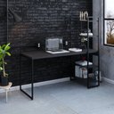Ver imagem 7 de Escrivaninha Mesa Escritório com Estante Alta Estilo com Dynamica 04 Prateleiras 64cm Industrial Yescasa Preto Onix