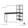 Escrivaninha Mesa Escritório com Estante Alta Estilo Industrial 150cm com 04 Prateleiras Dynamica Yescasa - 5