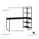 Ver imagem 5 de Escrivaninha Mesa Escritório com Estante Alta Estilo com Dynamica 04 Prateleiras 64cm Industrial Yescasa Preto Onix