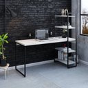 Ver imagem 7 de Escrivaninha Mesa Escritório com Estante Alta Estilo com Dynamica 04 Prateleiras 64cm Industrial Yescasa Branco/Preta