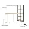 Escrivaninha Mesa Escritório com Estante Alta Estilo Industrial 150cm com 04 Prateleiras Dynamica Yescasa - 5