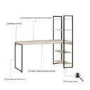 Ver imagem 5 de Escrivaninha Mesa Escritório com Estante Alta Estilo Industrial 150cm com 04 Prateleiras Dynamica Yescasa