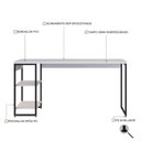 Ver imagem 5 de Escrivaninha Mesa Escritório com Estante Baixa Estilo com Dynamica 02 Prateleiras 60cm Industrial Yescasa Branco Chess E Preto