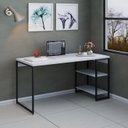 Ver imagem 7 de Escrivaninha Mesa Escritório com Estante Baixa Estilo com Dynamica 02 Prateleiras 60cm Industrial Yescasa Branco Chess e Preto