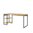 Ver imagem 2 de Escrivaninha Mesa Escritório com Estante Baixa Estilo com Dynamica 02 Prateleiras 60cm Industrial Carvalho e Est,Preta Marrom/Est.Preta