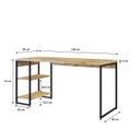 Ver imagem 3 de Escrivaninha Mesa Escritório com Estante Baixa Estilo com Dynamica 02 Prateleiras 60cm Industrial Carvalho E Est,Preta
