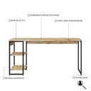 Ver imagem 5 de Escrivaninha Mesa Escritório com Estante Baixa Estilo com Dynamica 02 Prateleiras 60cm Industrial Carvalho E Est,Preta