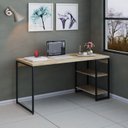 Ver imagem 7 de Escrivaninha Mesa Escritório com Estante Baixa Estilo com Dynamica 02 Prateleiras 60cm Industrial Carvalho e Est,Preta Marrom/Est.Preta