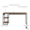 Ver imagem 5 de Escrivaninha Mesa Escritório com Estante Baixa Estilo com Dynamica 02 Prateleiras 60cm Industrial Carvalho Dark E Est,Preta