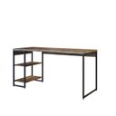 Ver imagem 2 de Escrivaninha Mesa Escritório com Estante Baixa Estilo com Dynamica 02 Prateleiras 60cm Industrial Carvalho Dark E Est,Preta