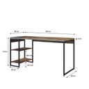 Ver imagem 3 de Escrivaninha Mesa Escritório com Estante Baixa Estilo com Dynamica 02 Prateleiras 60cm Industrial Carvalho Dark E Est,Preta