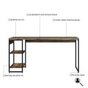 Ver imagem 5 de Escrivaninha Mesa Escritório com Estante Baixa Estilo com Dynamica 02 Prateleiras 60cm Industrial Carvalho Dark e Est,Preta Marrom/Est.Preta