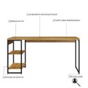 Ver imagem 5 de Escrivaninha Mesa Escritório com Estante Baixa Estilo com Dynamica 02 Prateleiras 60cm Industrial Lâmina Mel e Est,Preta Marrom/Est.Preta