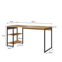Ver imagem 3 de Escrivaninha Mesa Escritório com Estante Baixa Estilo com Dynamica 02 Prateleiras 60cm Industrial Lâmina Mel e Est,Preta Marrom/Est.Preta