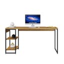 Ver imagem 4 de Escrivaninha Mesa Escritório com Estante Baixa Estilo com Dynamica 02 Prateleiras 60cm Industrial Lâmina Mel e Est,Preta Marrom/Est.Preta