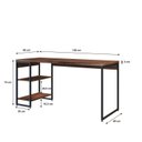 Ver imagem 3 de Escrivaninha Mesa Escritório com Estante Baixa Estilo com Dynamica 02 Prateleiras 60cm Industrial Yescasa Nogal e Est,Preta Marrom/Est.Preta