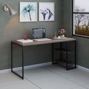 Ver imagem 7 de Escrivaninha Mesa Escritório com Estante Baixa Estilo com Dynamica 02 Prateleiras 60cm Industrial Yescasa Nogal E Est,Preta